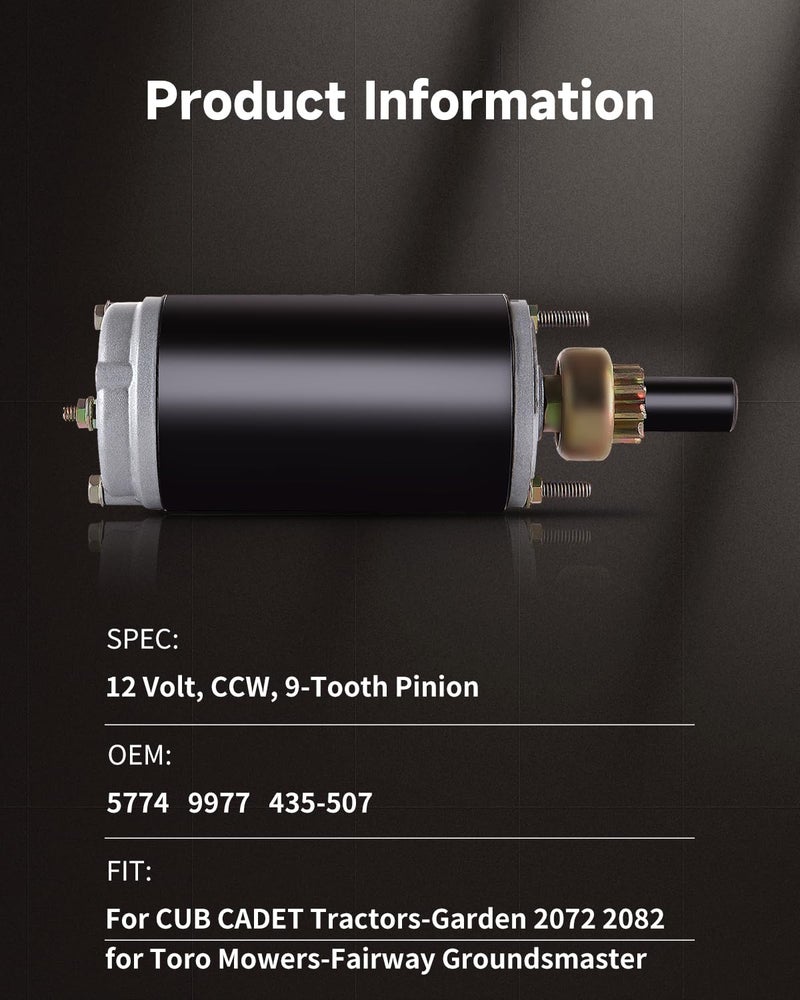 OCPTY Sab0026 Kohler Starter fit for 20 Hp 52-098-06 52-098-10 52-098-13 1987-2000 Garden Tractor Cub Cadet 2072 Toro Lawn Mower Fairway Groundsmaster 718 718Z 720 720Z Zero Turn - Image 2